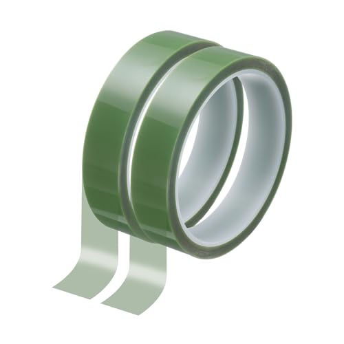 Image of HARFINGTON 2 Rolls High Temperature Masking Tape 4 /5 inch x108ft(20mmx33m) 0.05mm Thick PET Film Silicone Adhesive Heat Resistant Tapes for Heat Press Anodizing Circuit Board, Grass Green