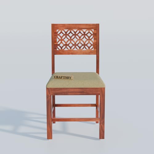 Image of Solid Sheesham Wood 3 Seater Dining Table | Three Seater Dinner Table with 2 Cushions Chairs & 1 Bench | Dinning Table Set 3 Seater for Living Room | Yellow Cushions | Honey Finish