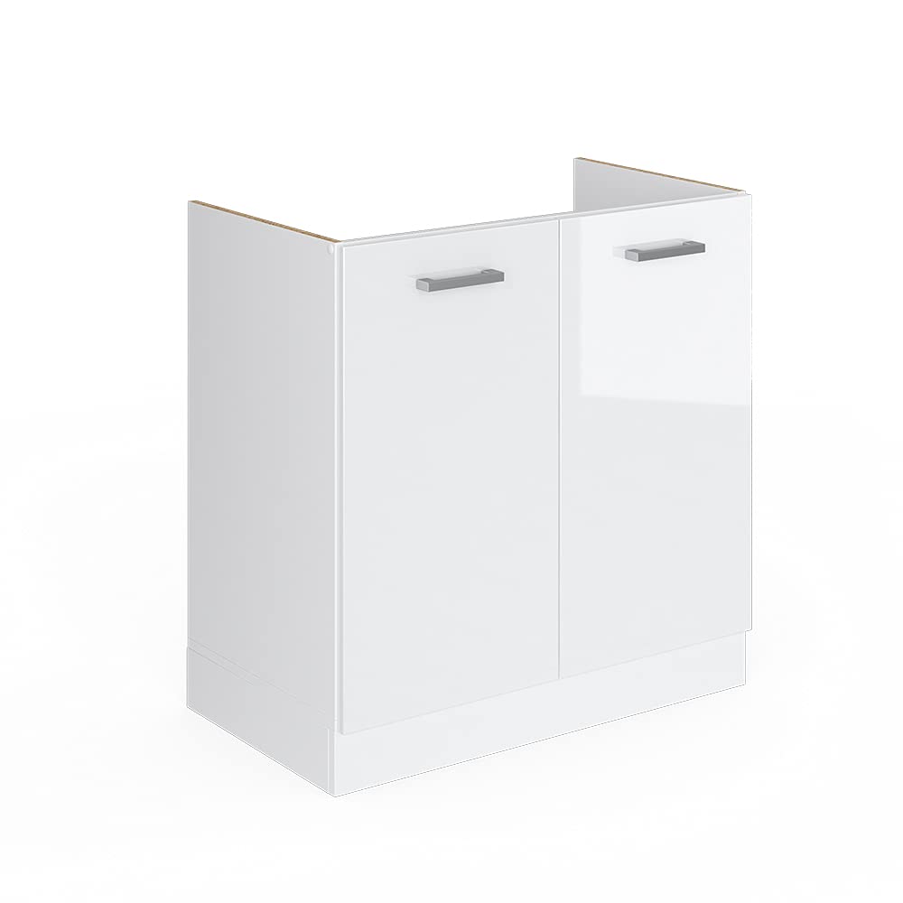 Vicco Mobile lavello cucina R-Line, Bianco lucido, 80 cm senza piano di lavoro, per la libera combinazione all'interno di sistemi cucina modulari