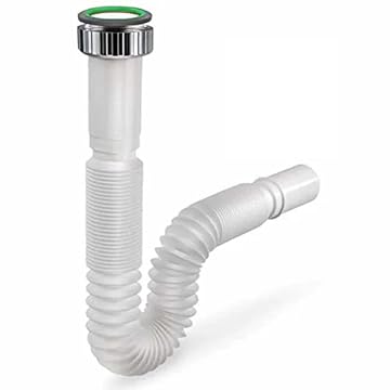 Tubo scarico Jolly flessibile in PVC per lavabo/lavandino cucina – Attacco 1" (2,54 cm) con ghiera + guarnizione – Uscita Ø 32 mm – Lunghezza regolabile da 32 cm a 77 cm