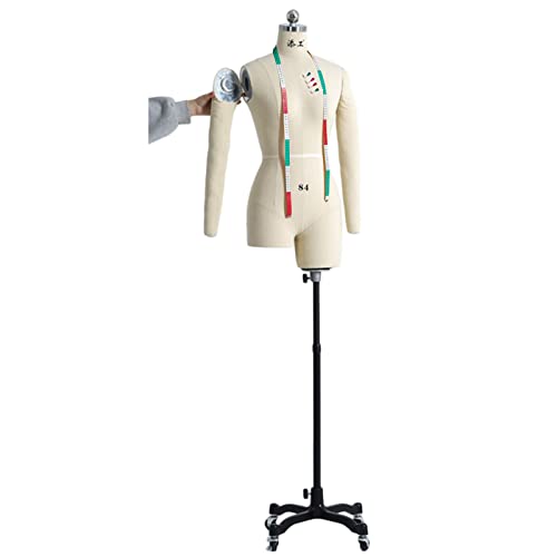 WAHHWF Pinnable Mannequin for Sewing, Adult Female White Dress Form Mannequin Torso with Arms on Wheels, Dressmakers Plus Size Mannequin (Color : White, Size : XXL)