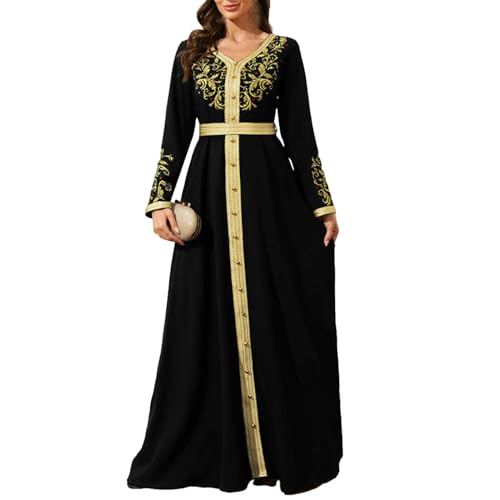 Robe de soirée formelle noire Dubaï style Moyen-Orient de luxe