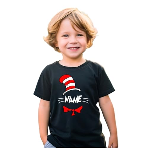 Personalized cat and the hat read shirt, reading day shirt, national read across America shirt, reading week shirt kids4
