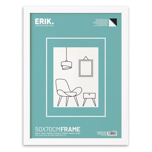 Grupo Erik Marco de fotos 50x70 para pared - Marco 50x70 blanco - Marco madera MDF/Ideal para lámina decorativa decoración hogar