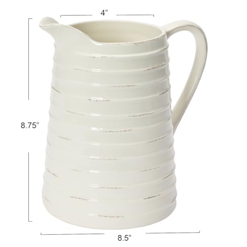 Creative Co-Op DA3081 White Ceramic Pitcher thumb #2