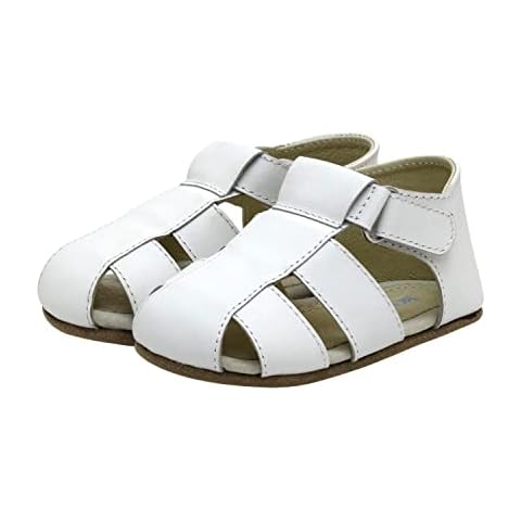 Robeez First Kicks Baby Girls and Unisex Sandals for Infant/Toddlers, Lacey White Leather, 6-9 Cover