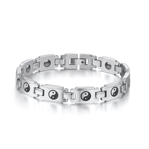 Pulsera de acero inoxidable para hombre con diseño Tai Chi y Bagua