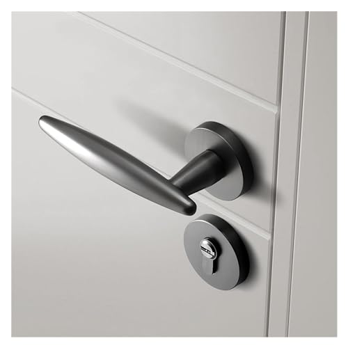 Serrure de porte de chambre silencieuse grise et noire modèle split moderne - 6