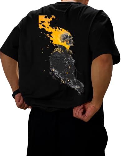 Image of Men's Printed Oversized T-Shirt | Baggy Fit Drop Shoulder Half Sleeve Round Neck | Premium Cotton Blend Graphic Printed Casual Streetwear T-Shirt for Men