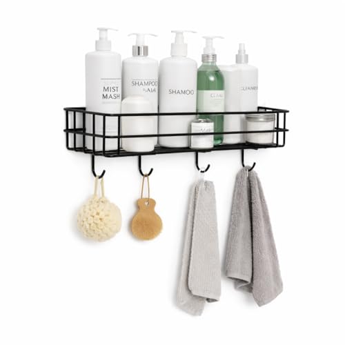 Image of DecorTwist Bathroom Shelf Without Drill | Self Adhesive Wall Organizer | Rust-Proof Metal | Waterproof Rack for Shampoo Soap Toiletries | Kitchen Laundry Storage | 28x9x9 cm (Pack of 1)