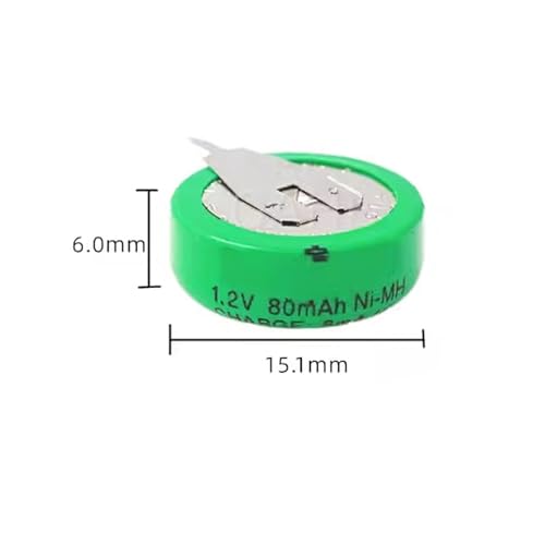 2 PCS 1.2V 80mAH Batería Recargable Ni-MH para Alarma miniatura 2