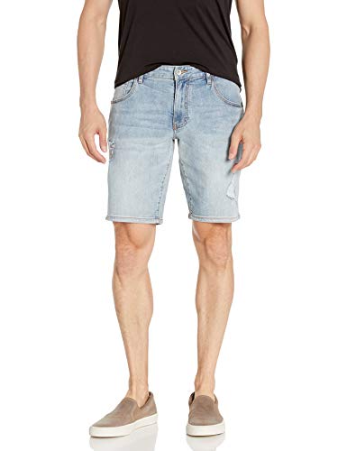 AX Armani Exchange mens Patch & Repair Light Wash Bermuda Denim Shorts, Indigo Denim, 30 US