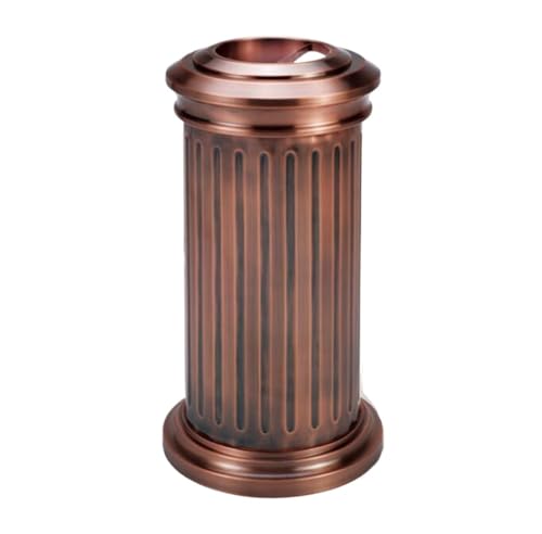 MYUYEE Papelera para Exteriores Papelera Comercial Papelera Papelera para Exteriores con Tapa Papeleras Papelera Grande Papelera para Plaza pública con cenicero，Bruin-72cm