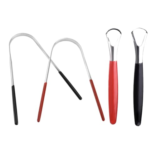 WOFASHPURET Ergonomic Tongue Cleaning Tools 4pc Set Oral Scraper Non-slip Grip Breath Improvement