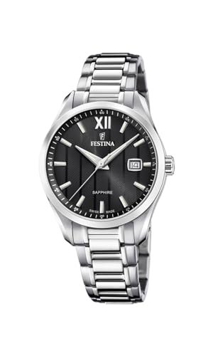 Festina SWISS MADE Orologio Uomo Analogico Acciaio 316L Argento -