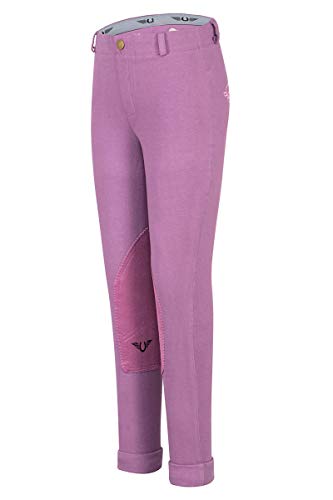 TuffRider Kid's Cotton Embroidered Pull-On Jods, Purple, 8