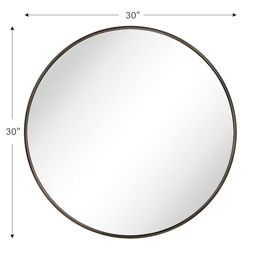 Image of TEHOME Round Oil Rubbed Bronze Mirror 30 inch, Metal Circle Wall Mirror for Bathroom & Entryway