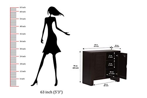 Image of DeckUp Giona 2-Door Engineered Wood Shoe Rack (Dark Wenge, Matte Finish), Cm
