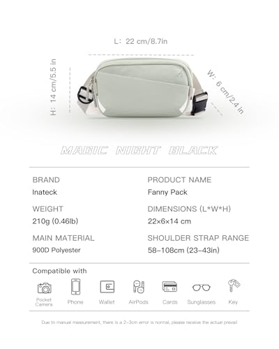 Image of Inateck Sling Bag X-Mini, Durable Fanny Pack with RFID Blocking, Water-resistant Belt Waist Bag with Quick-adjust Strap, Stylish Waist Pack for Men, Women, Travel, Hiking, Cycling, Work, Sports, Green
