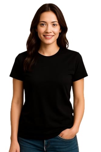 Image of Women's Solid Round Neck Half Sleeves Polyester T-Shirts, Moisture Wicking t-Shirt (Pack of 1)