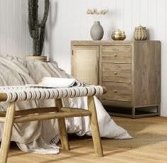 MANGO TRUNK Wooden 01 Door and 03 Drawer Cabinet | White WASH Finish | Cane Webbing | Hand-Made Handel | Brass KNOB | Gold Metal Stand | Storage Unit | Furniture for Home | 80X40X75 CMS-image-45