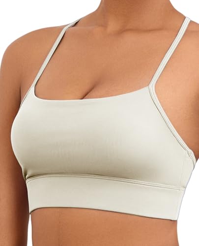 Image of Womens Y-Back Sports Bra, Weightless Padded Yoga Bra, Spaghetti Strap Low Impact Gym Top for Workout & Daily Wear