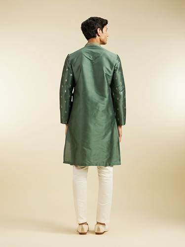 Image of DIWAS BY MANYAVAR Men's Art Silk Thread Embroidered Sequined Kurta (1pc)