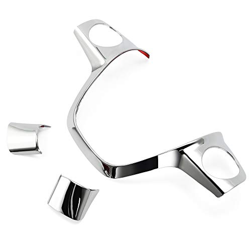 KKJLXX Coche Interior Decoración Dirección del Cromo del ABS de Fibra de Carbono Cubierta de Rueda de Ajuste del cequi Pegatina for Ford Focus Mk3 3 Kuga Escape 2012 2013 2014 2015 3pcs Cover