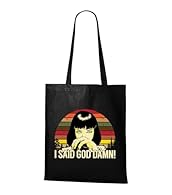 Eye-catching retro pop art design featuring iconic black bob hair and distressed vintage graphic with humorous quote Perfect 90s aesthetic tote bag combining comic style illustration with timeless retro sunset colour palette Large everyday tote desig...