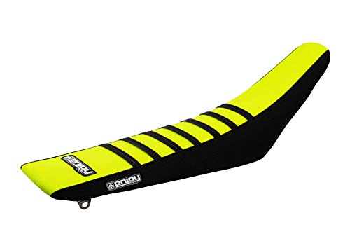 Enjoy Mfg Seat Cover - Compatible Fit for 2002-2021 Yamaha YZ125 YZ250 YZ 125 YZ 250 - Black Sides/Neon Yellow Top/Black Ribs #67