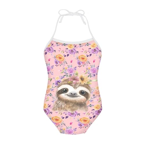 Image of One Piece Swimsuit for Girls Beach Bathing Suit Halter Straps Sports Swimwear for 1-10 Year Toddler Kids