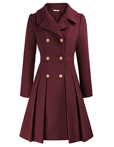 Image of GRACE KARIN 2026 Women's Fashion Trench Coat Notch Lapel Double Breasted Thick A Line Pea Coats Jacket with Pockets(S-2XL)