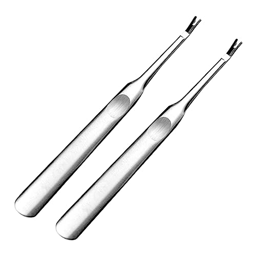 HONMEET 2pcs Stainless Steel Cuticle Remover Fork Nail File Buffer Nail Tool for Fingernails Toenails