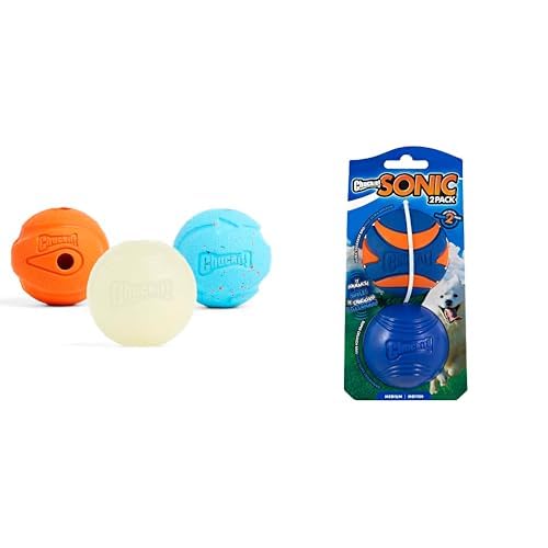 Chuckit Dog Ball Bundle - Gen 1 Fetch Pack 3 Balls 2 5-inch Sonic Ball Pack 2 Balls