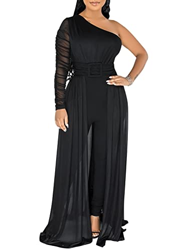 chicyes Women's Jumpsuits Dressy Date Night Rompers Long Sleeve Bodycon Pants Birthday Party Outfits Clothes Black