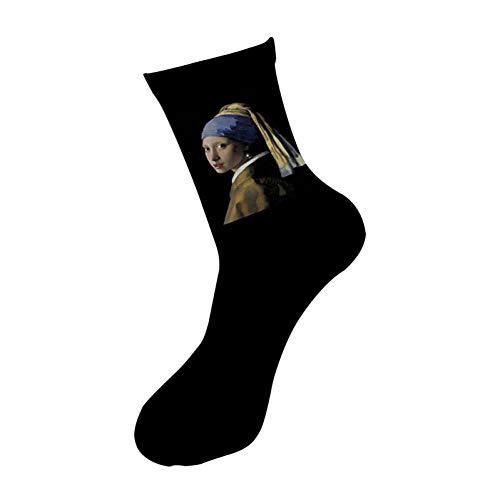 HNDDWZDB 3d Imprimé Rétro Peinture Art Équipage Chaussettes Hommes Drôle Nuit Étoilée Vintage Longues Chaussettes Van Gogh Peinture À L'huile Tube Chaussettes Cover