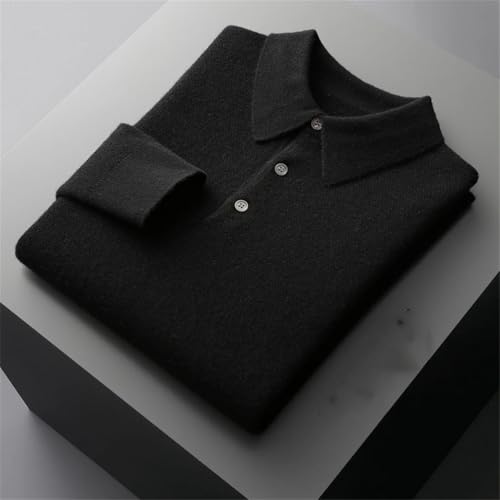 Men's Lapel Merino Wool Pullover Sweater Solid Business Casual Long Sleeves Sweaters4