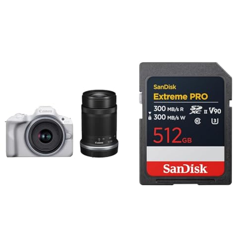 Canon ~[XJ EOS R50 _uY[Lbg(RF-S18-45+RF-S55-210) zCg/APS-C/376g EOSR50WH-WZK + y TfBXN Ki z SDJ[h 512GB SDXC Class10