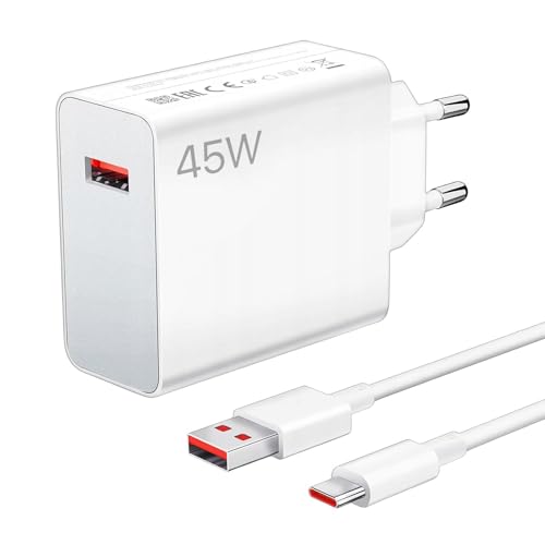 Hobeiy Caricabatterie Rapido 45W compatible with Xiaomi Redmi Note 14 Pro, 15T, 15, 14, Poco X7 Pro, F7 Ultra, con Cavo USB-C da 2 m