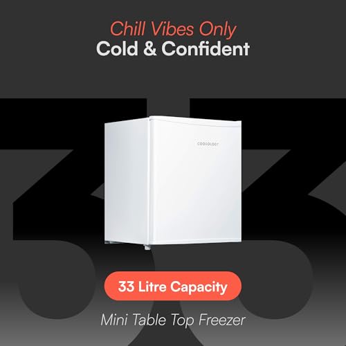 Cookology MFZ32WH Table Top Mini Freezer in White - 31 Litre Capacity - For Counter Tops - Adjustable Temperature Control & Legs - Removable Wire Shelf - 4 Star Rating - Image 4