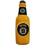 Pets First NHL Boston Bruins Beer Bottle Plush Dog & CAT Squeak Toy - Cutest Stadium SODA Bottle Snack Plush Toy for Dogs & Cats with Inner Squeaker & Beautiful Hockey Team Name/Logo 10 x 3 x 3 Inches