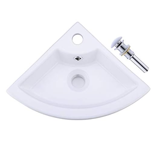 WENKEN One Hole Small Corner Ceramic Above Counter Top Bathroom Sink with Drainer, Vessel Sink with Overflow 12.6 x 12.6 x 17.1" White