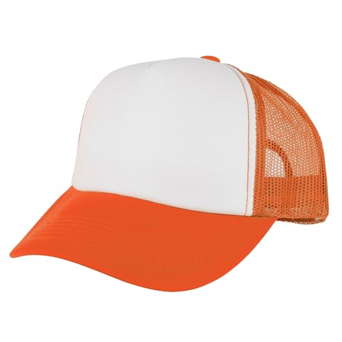 Gelante Sublimation Blank Trucker Hats - Polyester Foam Mesh Snapback Baseball Cap G003-1PC-WhiteOrange