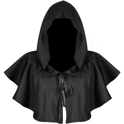 Huraoerrrr 1 PCS Cowl médiéval, manteau à capuchon pour hommes et femmes, pliant unisexe houstouflé poncho pour païen, Halloween et cosplay