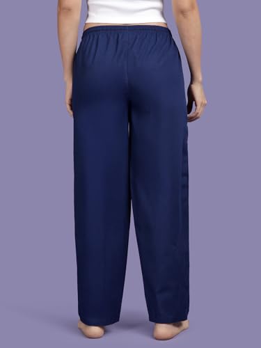 Image of KRYPTIC Women's 100% Pure Cotton Woven Pyjama | Mid Rise Relaxed Fit Full Length Nightwear Pant with Elasticated Drawstring Waistband & Side Pocket | Comfortable Lounge, Sleepwear & Casual Bottom Wear