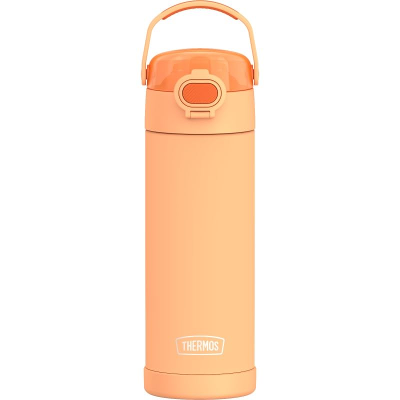 Thermos Kids FUNTAINER Water Bottle 0.47 L, neon Apricot, Children's Thermal Flask, Stainless Steel, 12 Hours Cold, Dishwasher Safe, Carbonated Leak-Proof, Drinking Bottle for School