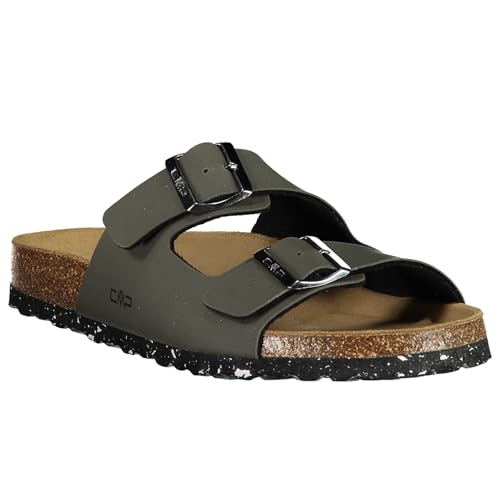 ECO THALITA Men’s Eco-Friendly Cork Sandals – Recycled Materials, Double Buckle Slip-On, Suede Footbed Comfort. Sustainable Italian Comfort for Everyday Wear from Europe