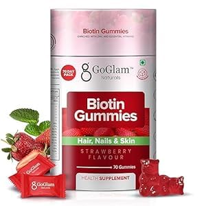 Biotin Gummies for Stronger, Shinier Hair & Nails | 70 Day Pack | No Added Sugar | Hair Supplement for Women and Men | Beauty Skin Hair Vitamin Gummies | Strawberry Flavour | Vegan