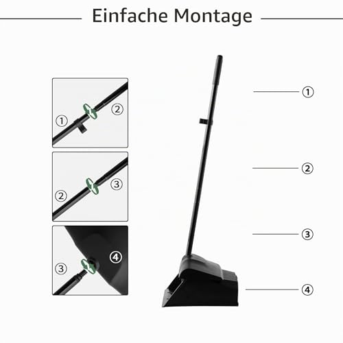 Eyliden Kommerzielles Besen und Kehrschaufelset Set mit Langem Griff, Aufrechter Kehrmaschine und Kehrschaufel Combo für den Innen- und Außenbereich, Gartenarbeit, Fabriken, Schulen, Straßen