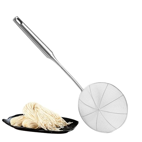 Colador De Ara - Cuchara De Red De Alambre De Cocina | Colador De Acero Inoxidable Con Mango Ergonómico De Madera | Cuchara Espumadera Resistente Al Calor De 43,3 Cm, Para Cocinar En La Cocina,